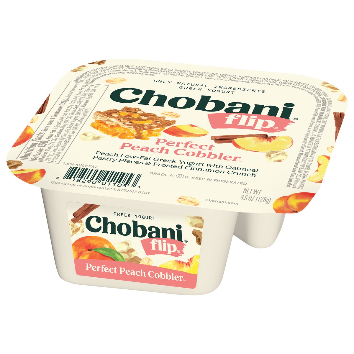 slide 8 of 13, Chobani Flip Perfect Peach Cobbler Low-Fat Greek Yogurt, 5.3 oz