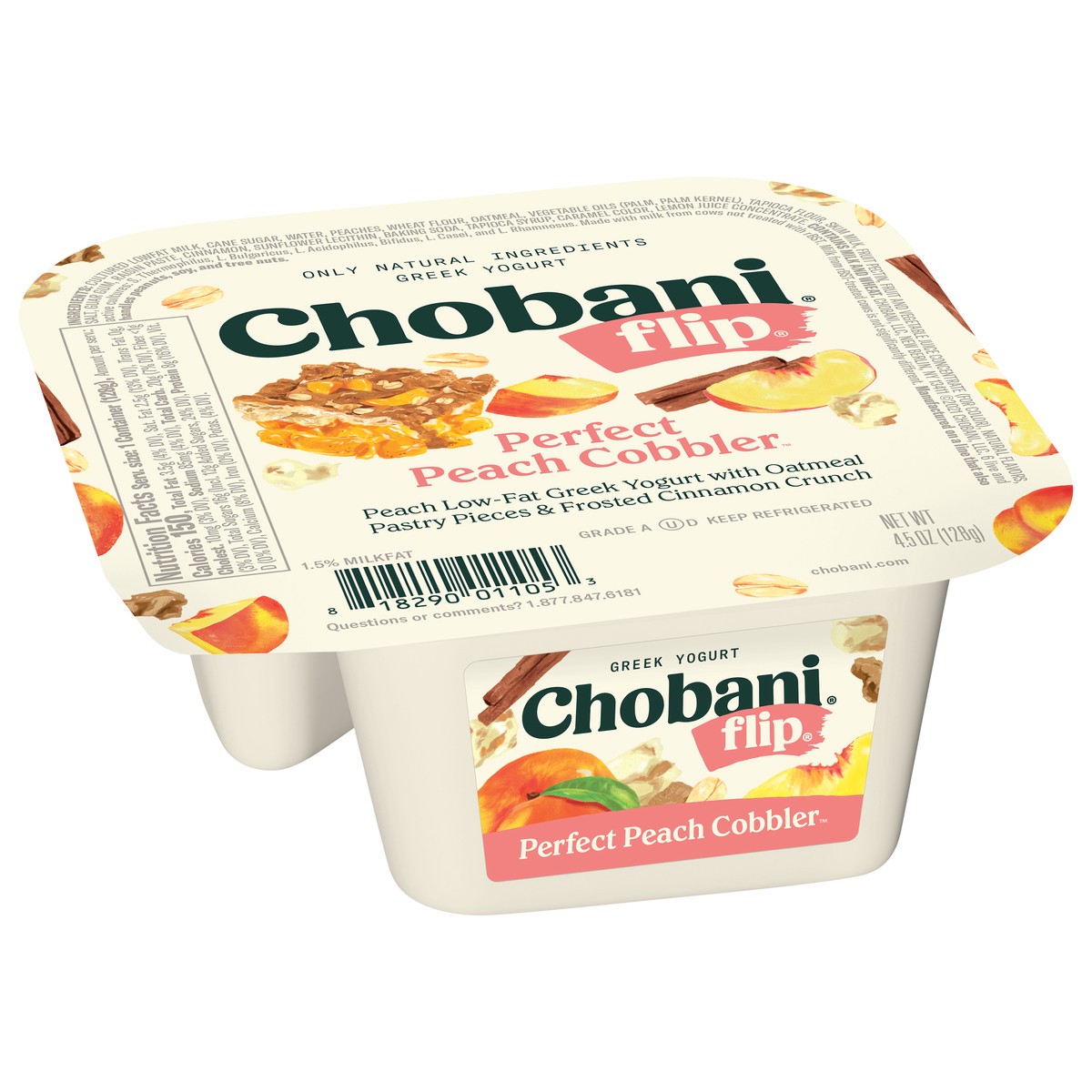 slide 11 of 13, Chobani Flip Perfect Peach Cobbler Low-Fat Greek Yogurt, 5.3 oz