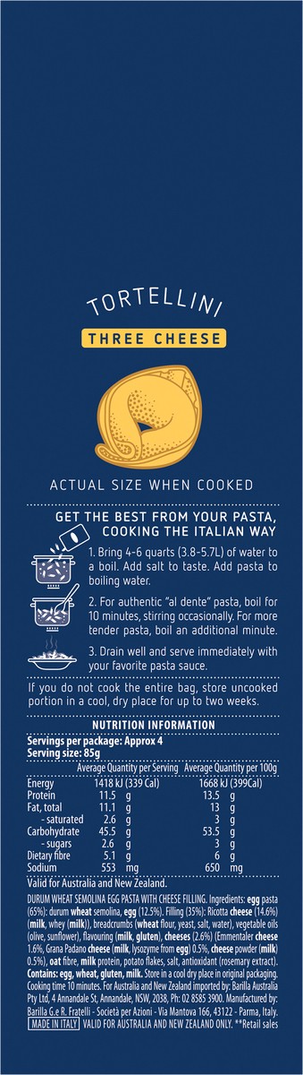 slide 3 of 8, Barilla Collezione Tortellini Three Cheese Pasta, 12 oz