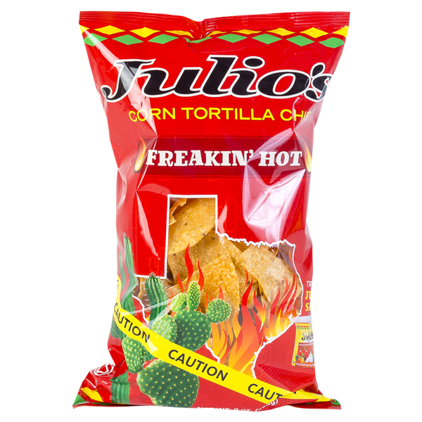 slide 1 of 1, Julio's Hot Tortilla Chips, 9 oz