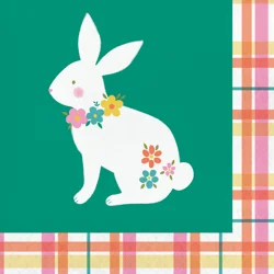 Creative Converting Plaid Bunny And Eggs Lunch Napkin, 16 Ct.