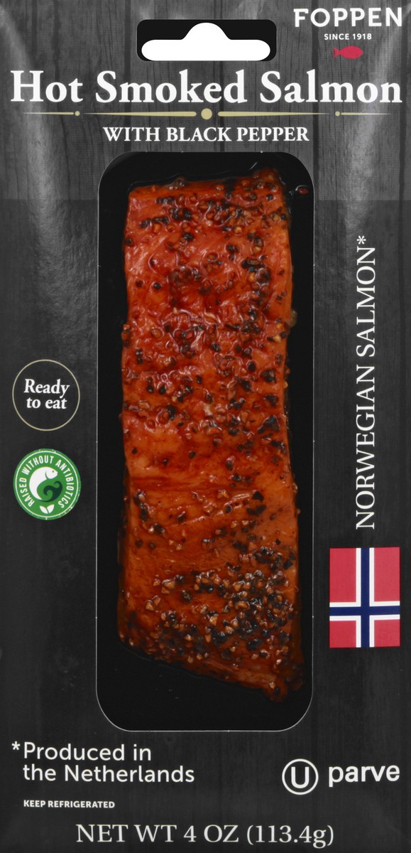 slide 1 of 13, Foppen Hot Smoked Salmon with Black Pepper 4 oz, 4 oz