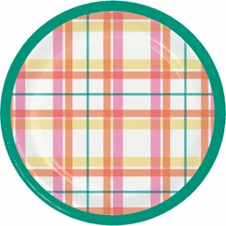 Creative Converting Plaid Bunny And Eggs Lunch Plate, 8 ct