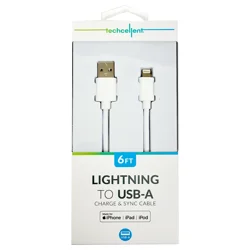 Techcellent Lightning To Usb-A Charge & Sync Braided Cable, 6ft White