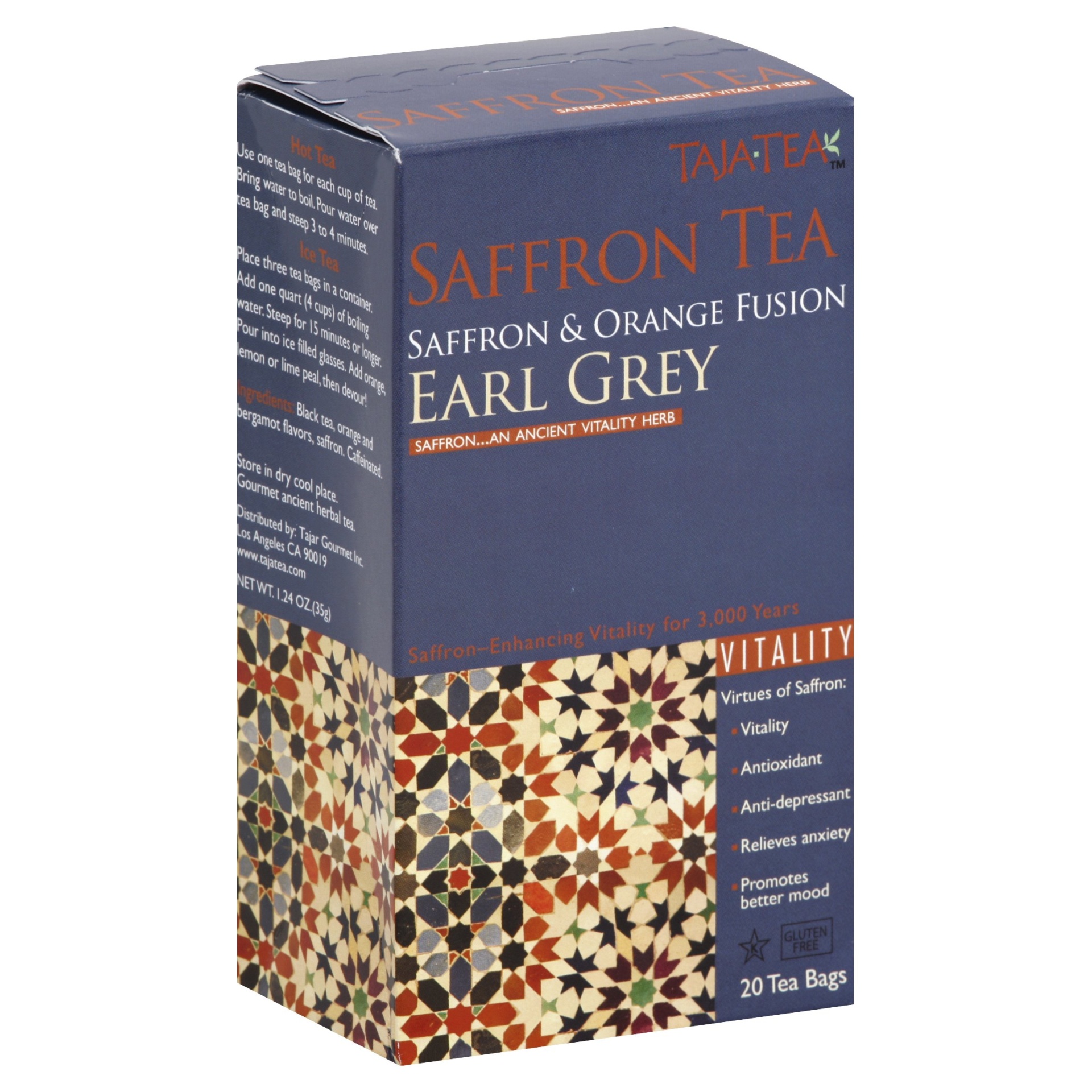 slide 1 of 1, Taja Tea Saffron and Orange Fusion Earl Grey Tea, 20 ct