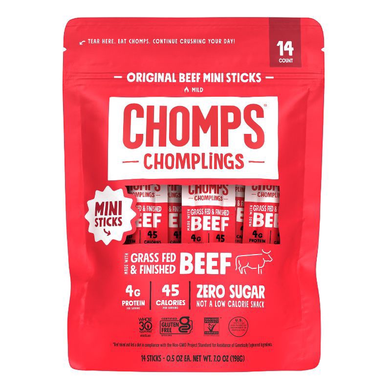 slide 1 of 6, Chomps Mild Original Beef Mini Chomplings 14 - 0.5 oz Sticks, 14 ct