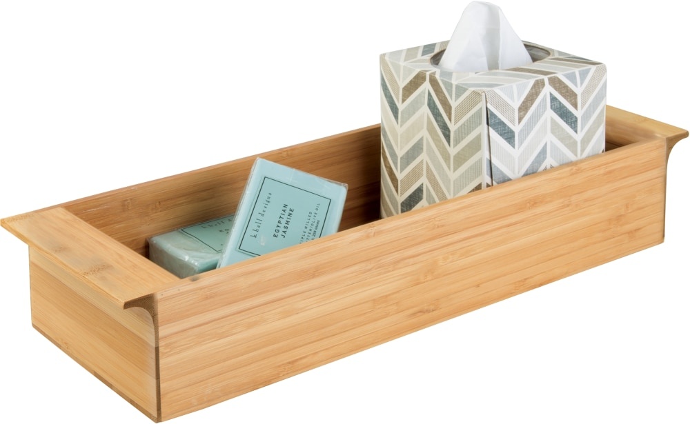 slide 1 of 1, InterDesign Formbu Vanity Organizer Tray - Bamboo, 16.15 in x 6 in x 3 in