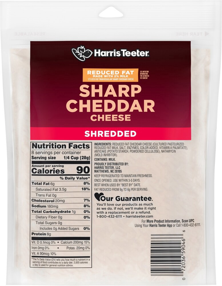 slide 2 of 2, Harris Teeter® 2% Milk Reduced Fat Sharp Cheddar Shredded Cheese, 8 oz