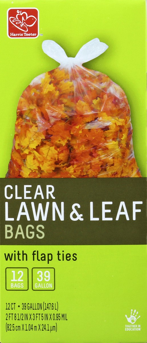 slide 1 of 5, Harris Teeter Clear Lawn N'Leaf Bag W/Tie, 12 ct