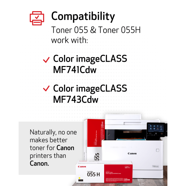 slide 5 of 9, Canon Crg 055 Toner Cartridge, Yellow, 3013C001, 1 ct
