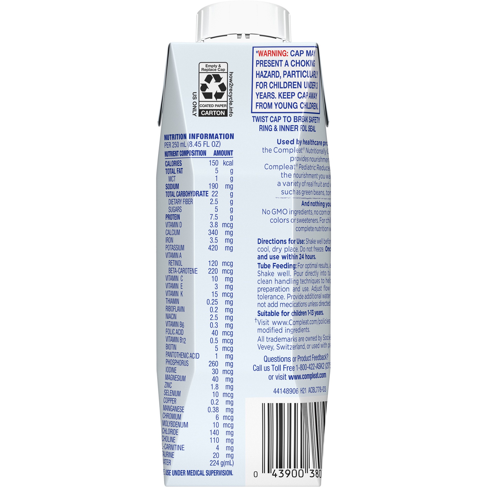 slide 3 of 5, Nestlé Compleat Pediatric Reduced Calorie Unflavored, 8.45 fl oz