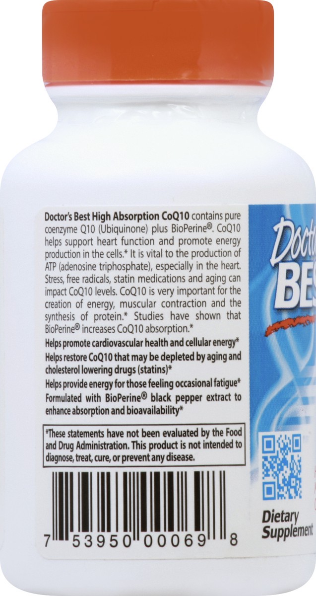 slide 7 of 10, Doctor's Best High Absorption Coq10 With Bioperine Dietary Supplement, 60 ct