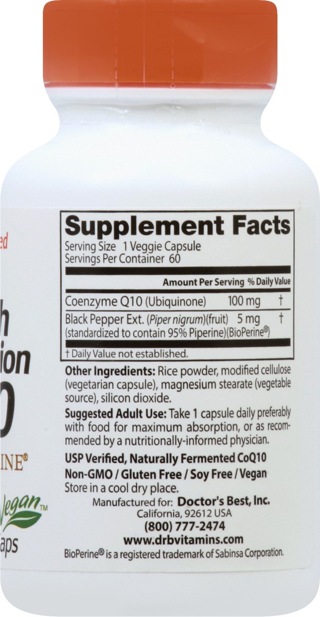 slide 6 of 10, Doctor's Best High Absorption Coq10 With Bioperine Dietary Supplement, 60 ct