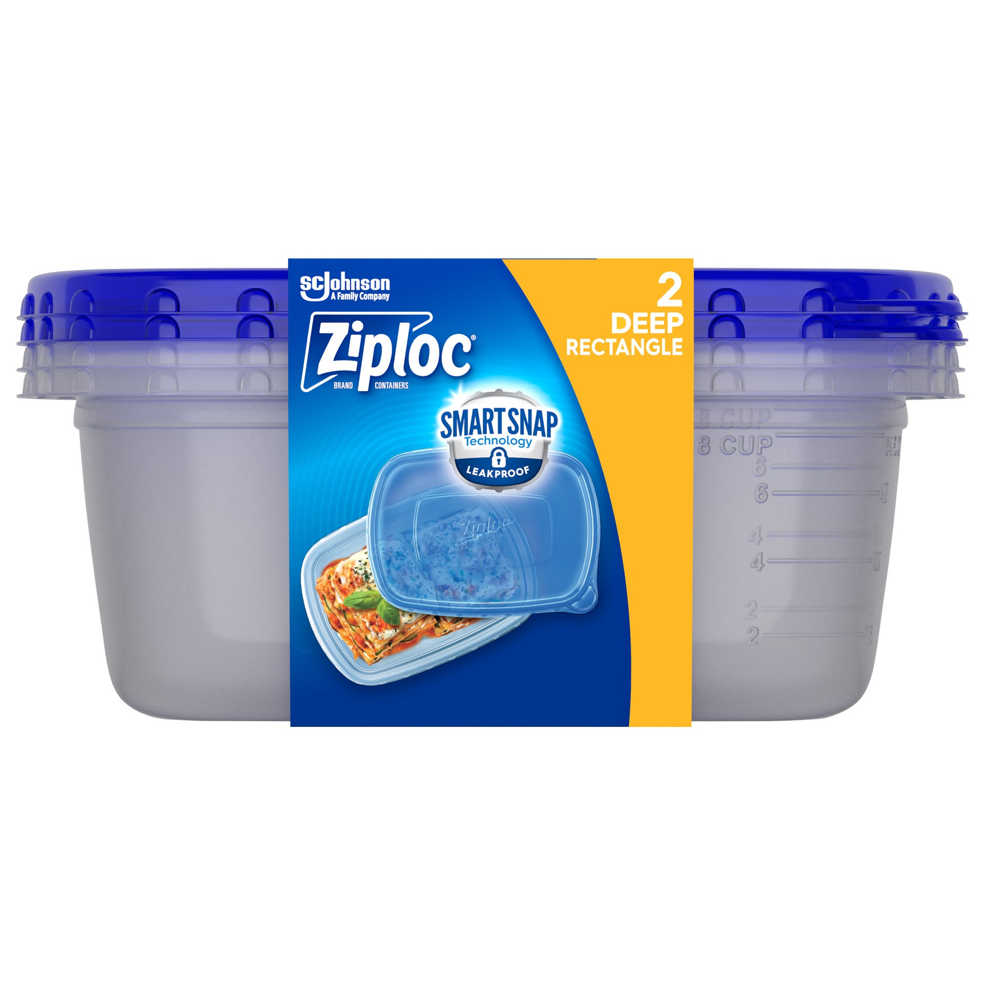 slide 3 of 5, Ziploc Rectangle Containers Lg, 2 ct