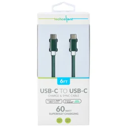 Techcellent USB-C to USB-C Charge & Sync Fabric Cable, 6 ft Hunter Green