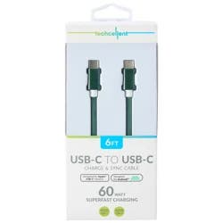 Techcellent USB-C to USB-C Charge & Sync Fabric Cable, 6 ft Hunter Green