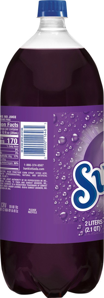slide 7 of 7, Sunkist Grape Soda- 2 liter, 2.1 qt