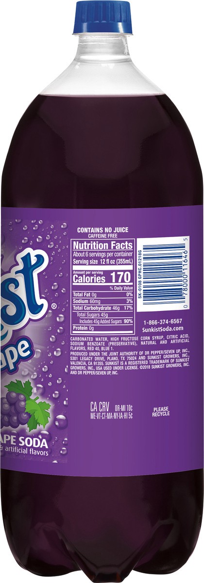 slide 6 of 7, Sunkist Grape Soda- 2 liter, 2.1 qt