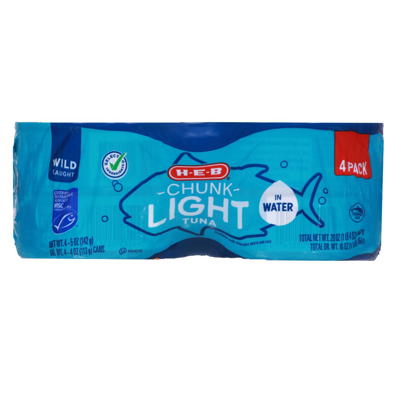 slide 1 of 1, H-E-B Chunk Light Tuna in Water - Texas Size Pack, 8 ct