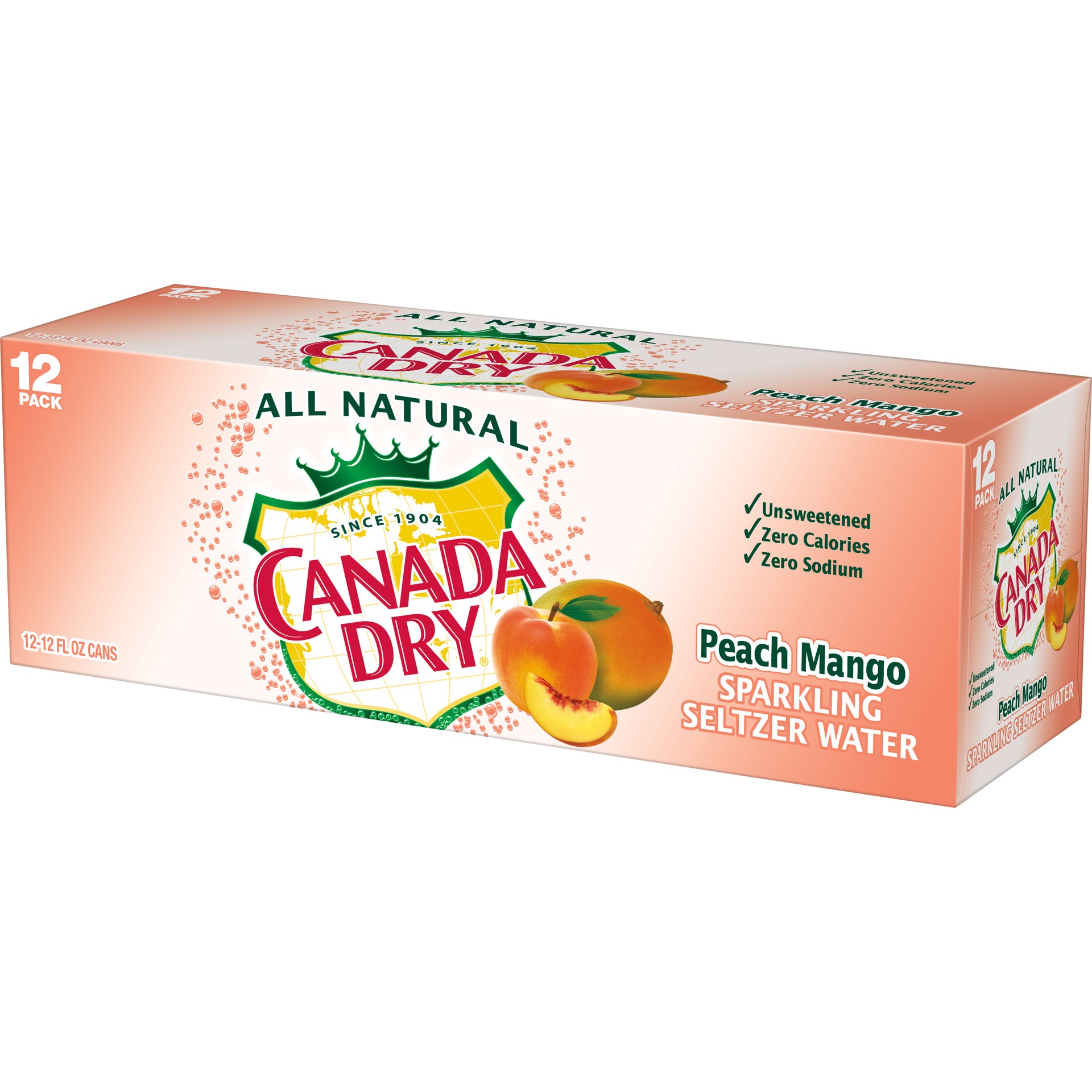 slide 3 of 3, Canada Dry Sparkling Seltzer Water - Peach Mango - 12 ct; 12 fl oz, 12 ct; 12 fl oz