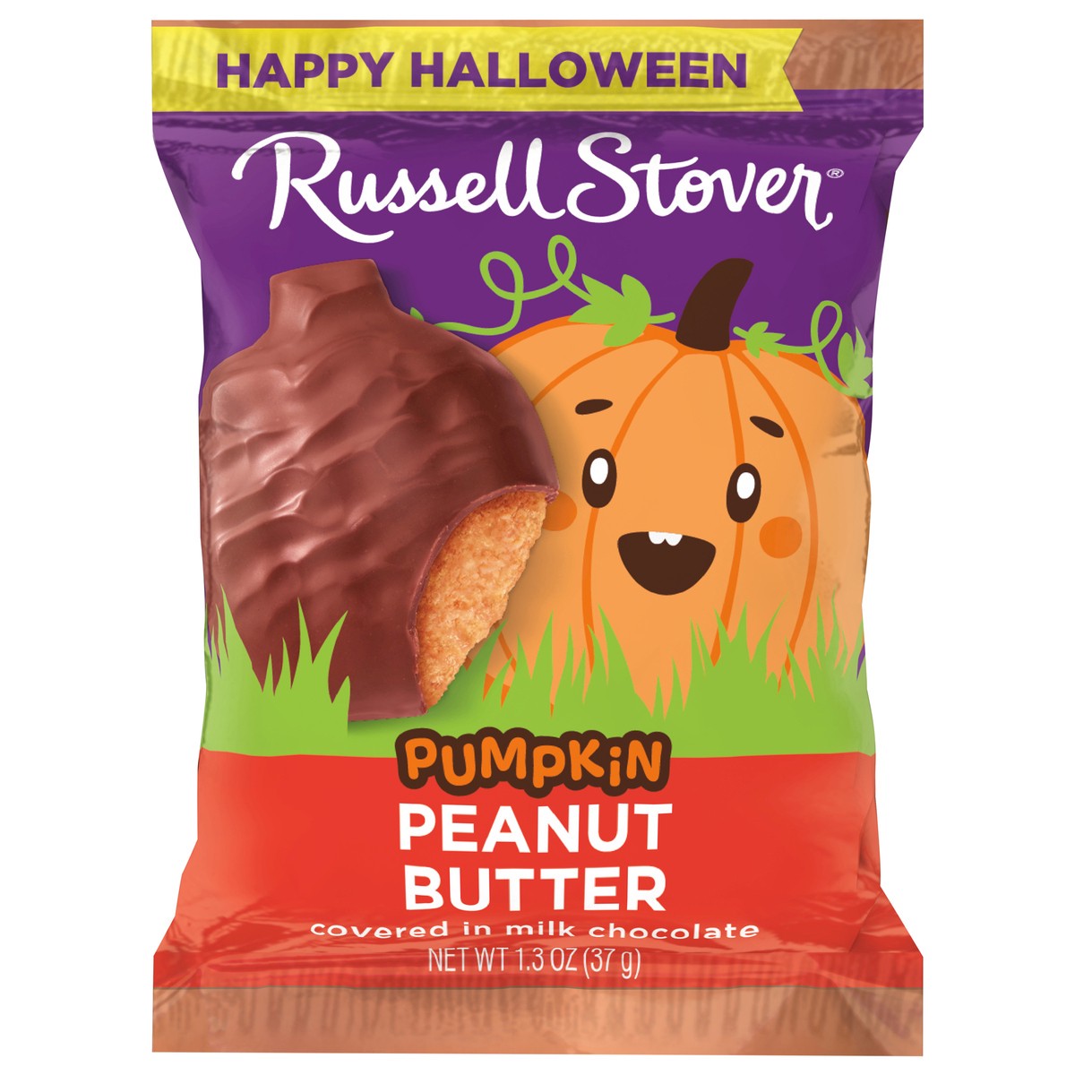 slide 1 of 7, RUSSELL STOVER Halloween Milk Chocolate Peanut Butter Pumpkin, 1.3 oz., 1.3 oz