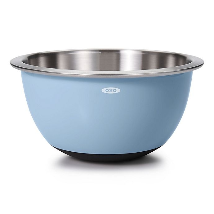 slide 4 of 8, OXO Stainless Steel Mixing Bowl Set - Grey/Blue, 3 ct