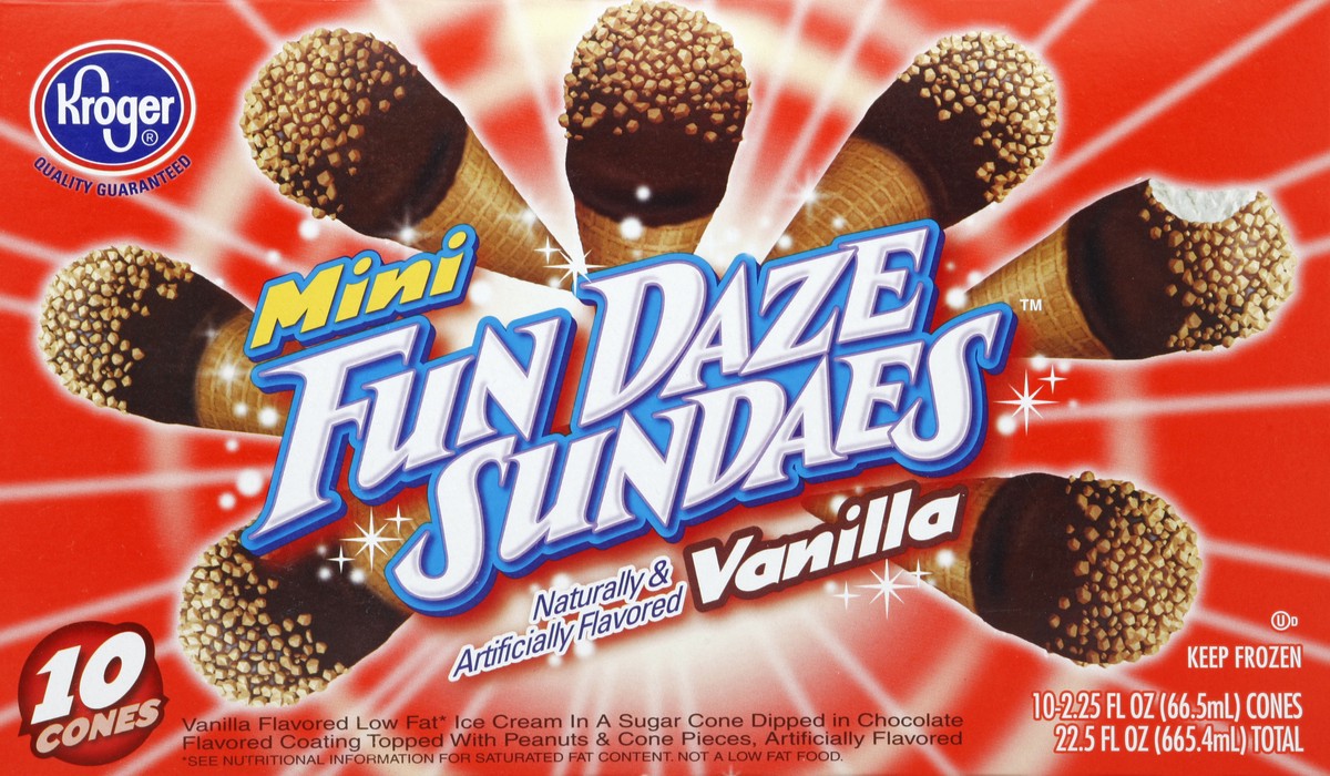 slide 4 of 4, Kroger Mini Micro-Cone Vanilla Sundaes, 10 ct; 2.25 fl oz
