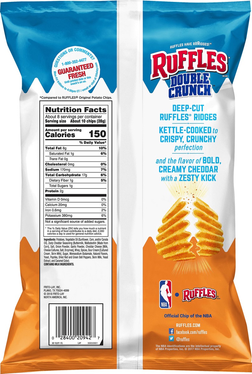 slide 2 of 3, Ruffles Double Crunch Zesty Cheddar Flavored Potato Chips 7.75 oz, 7.75 oz