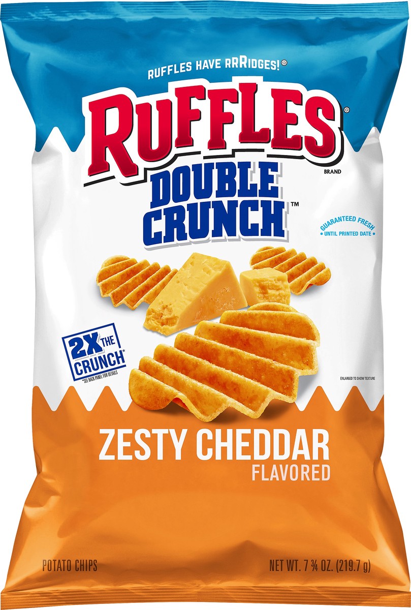 slide 1 of 3, Ruffles Double Crunch Zesty Cheddar Flavored Potato Chips 7.75 oz, 7.75 oz