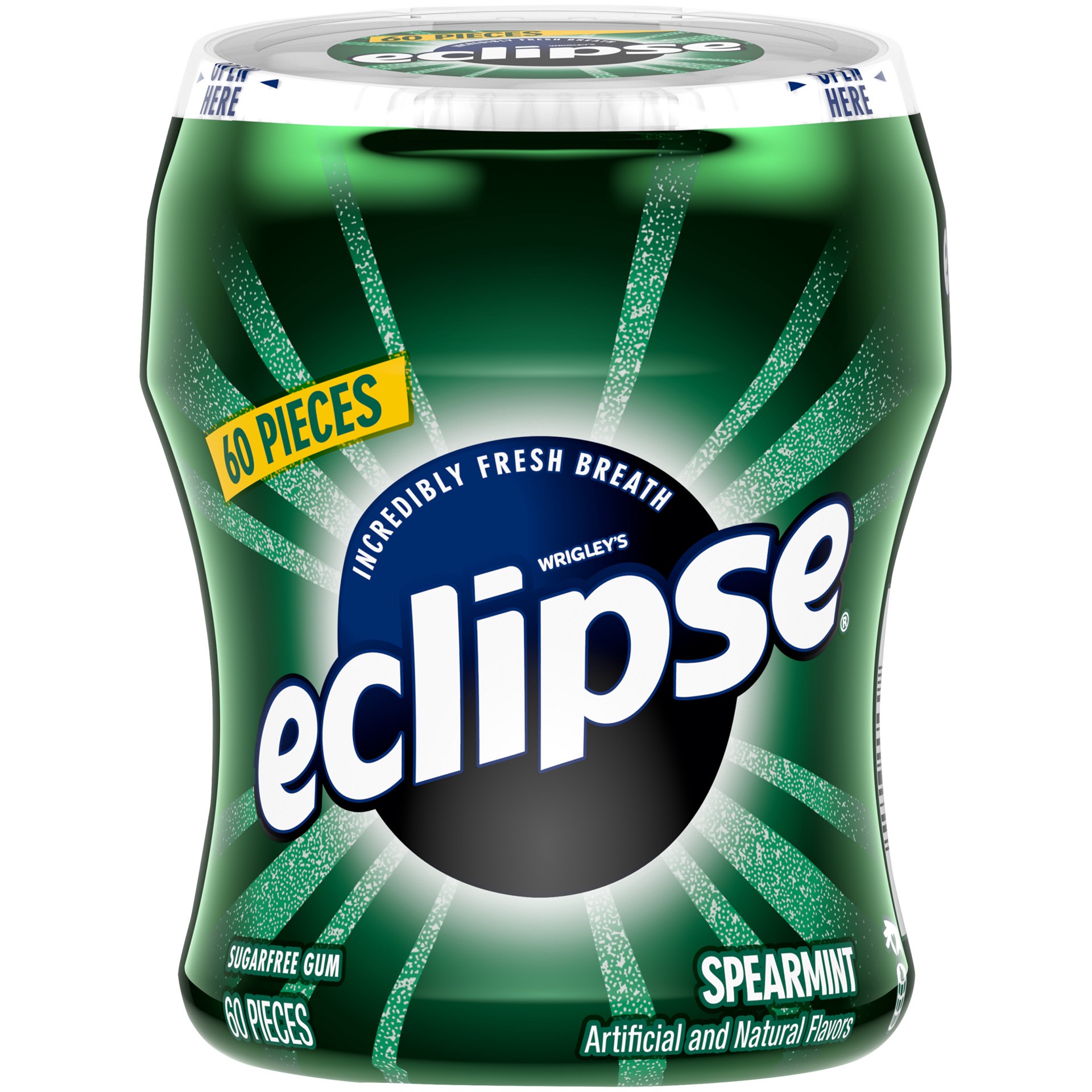 slide 1 of 8, ECLIPSE Spearmint Sugar Free Chewing Gum Bulk Pack, 60 ct Bottle, 60 pc