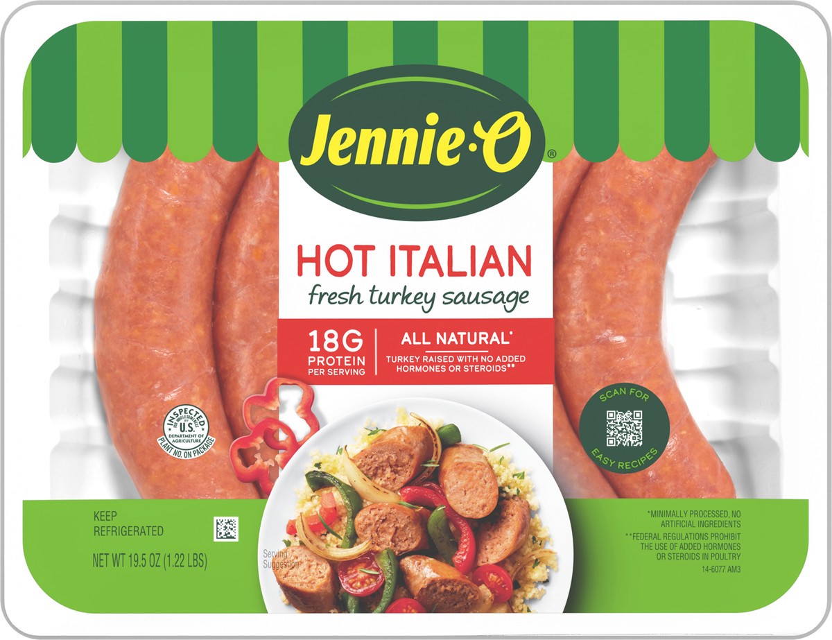 slide 2 of 7, Jennie-O Hot Italian Turkey Sausage, 19.5 oz