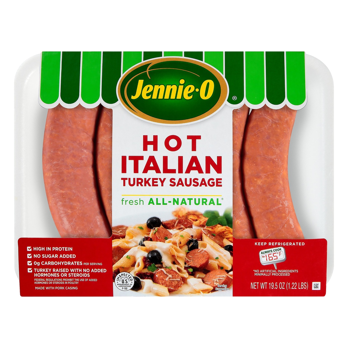 slide 1 of 6, Jennie-O Hot Italian Turkey Sausage, 