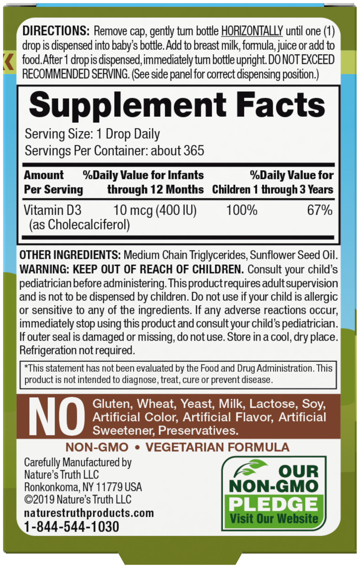 slide 3 of 3, Nature's Truth Baby Vitamin D3 400 IU, 9.20 mL