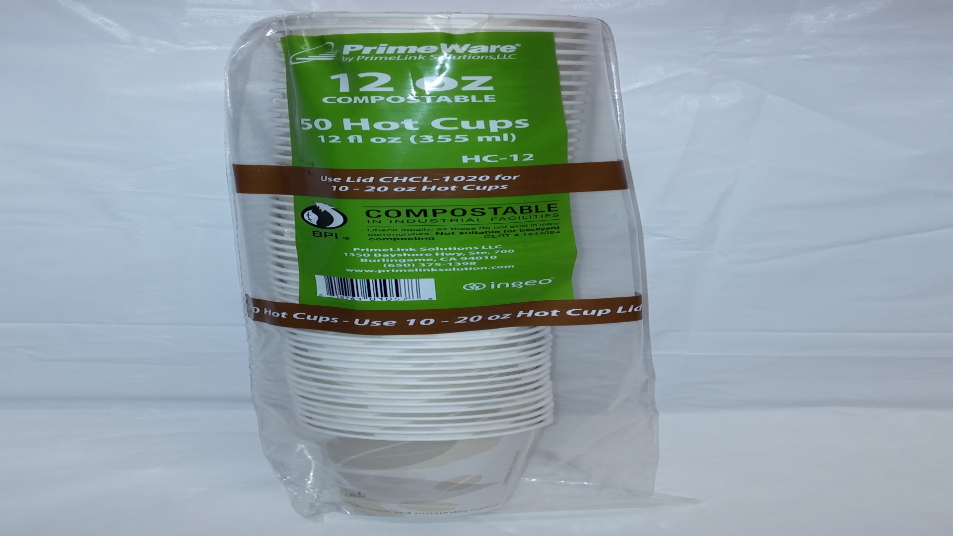 slide 1 of 1, Primeware Hot Cups Compostable 12 Oz, 50 ct