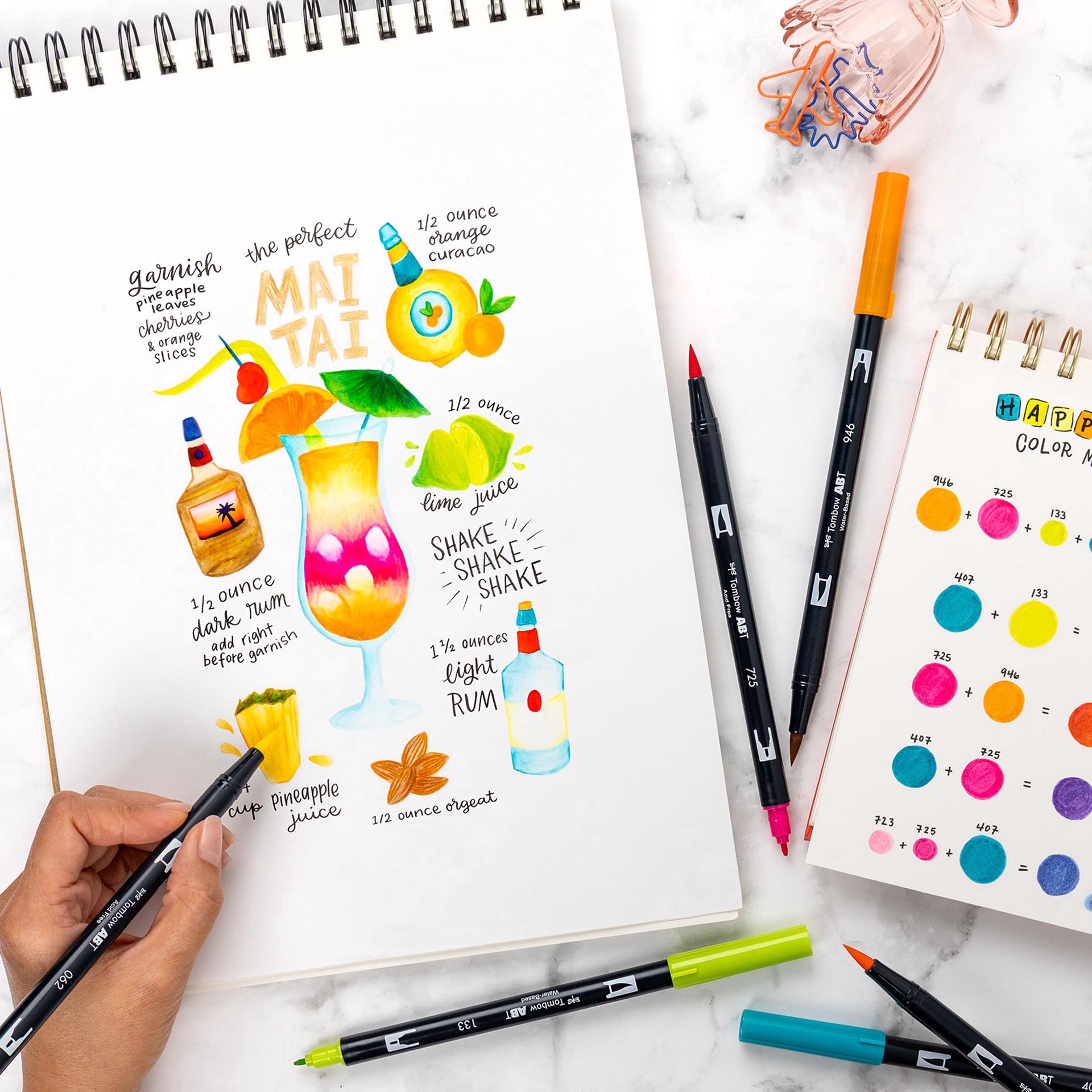 slide 5 of 10, Tombow Happy Hour Dual Brush Pen Set, 6 ct