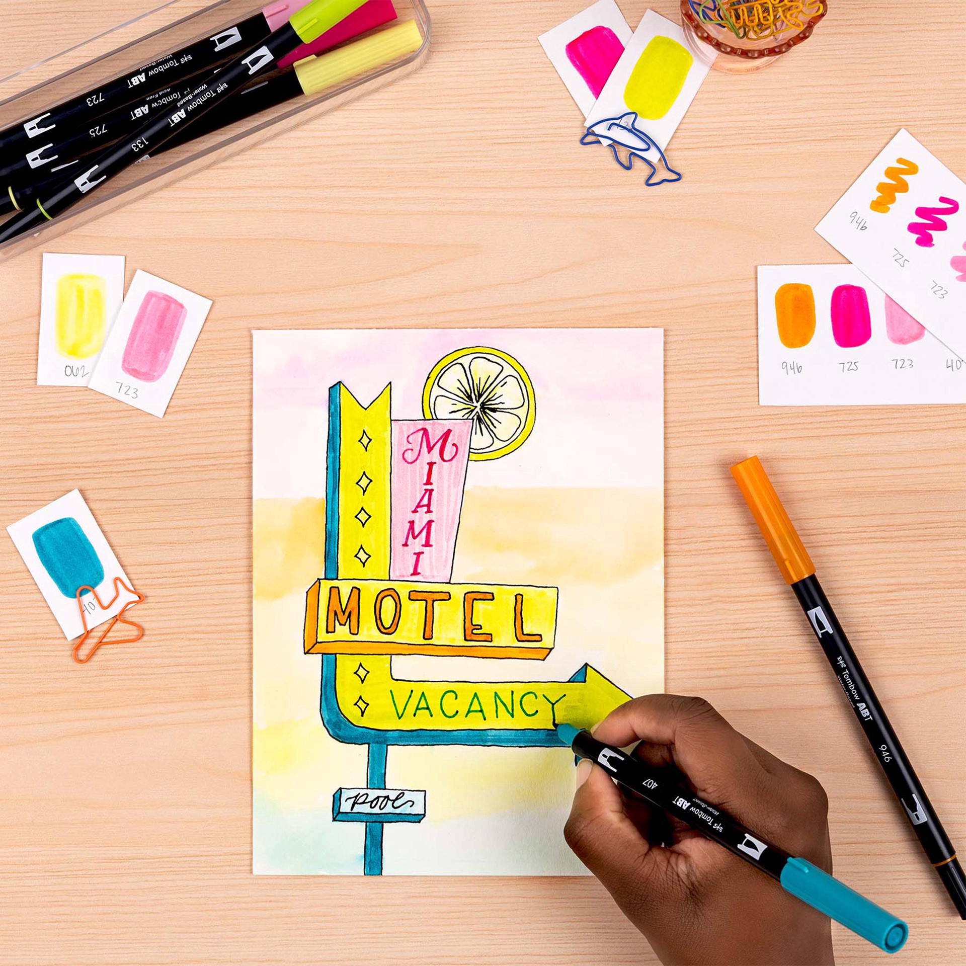 slide 8 of 10, Tombow Happy Hour Dual Brush Pen Set, 6 ct