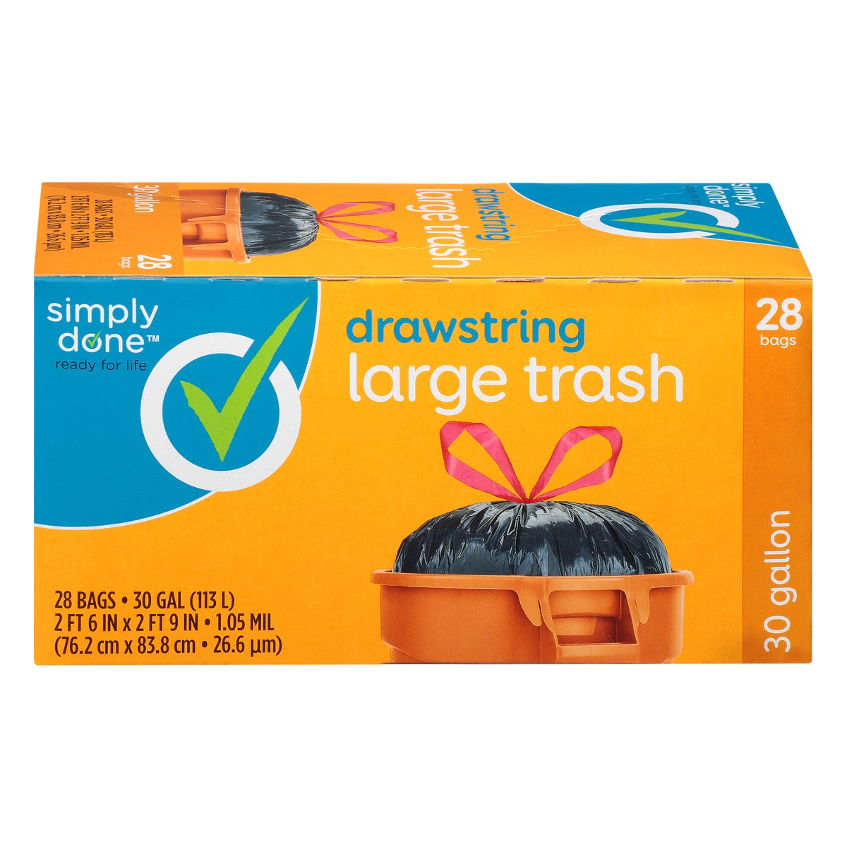 slide 9 of 13, Simply Done Drawstring Trash Bags, 28 ct