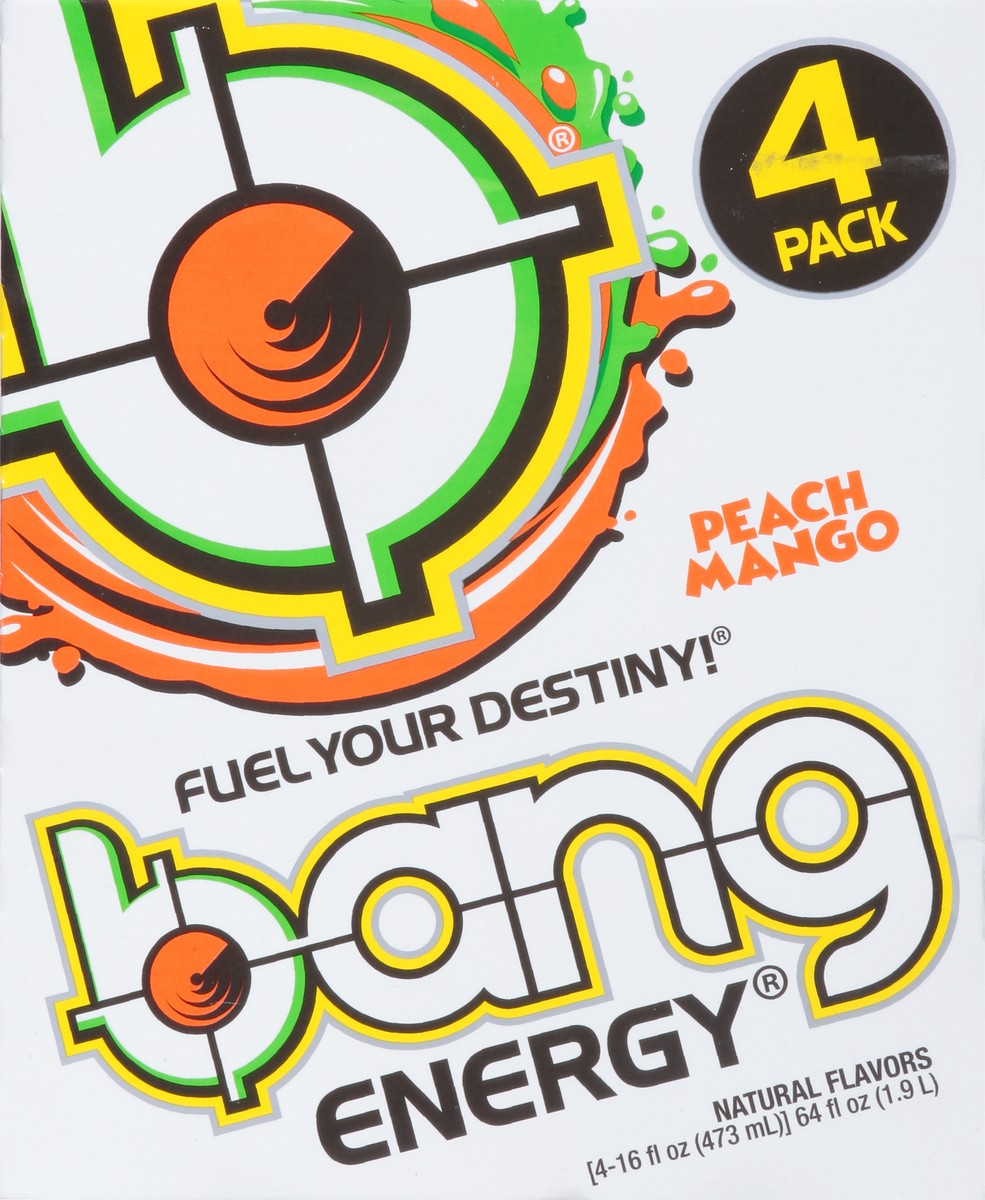 slide 8 of 9, Bang Peach Mango Energy Drink - 4 ct, 4 ct