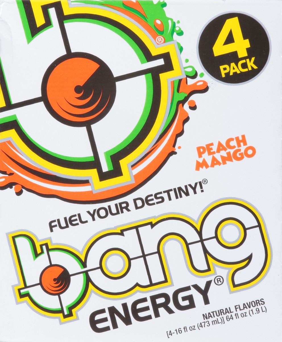 slide 4 of 9, Bang Peach Mango Energy Drink - 4 ct, 4 ct