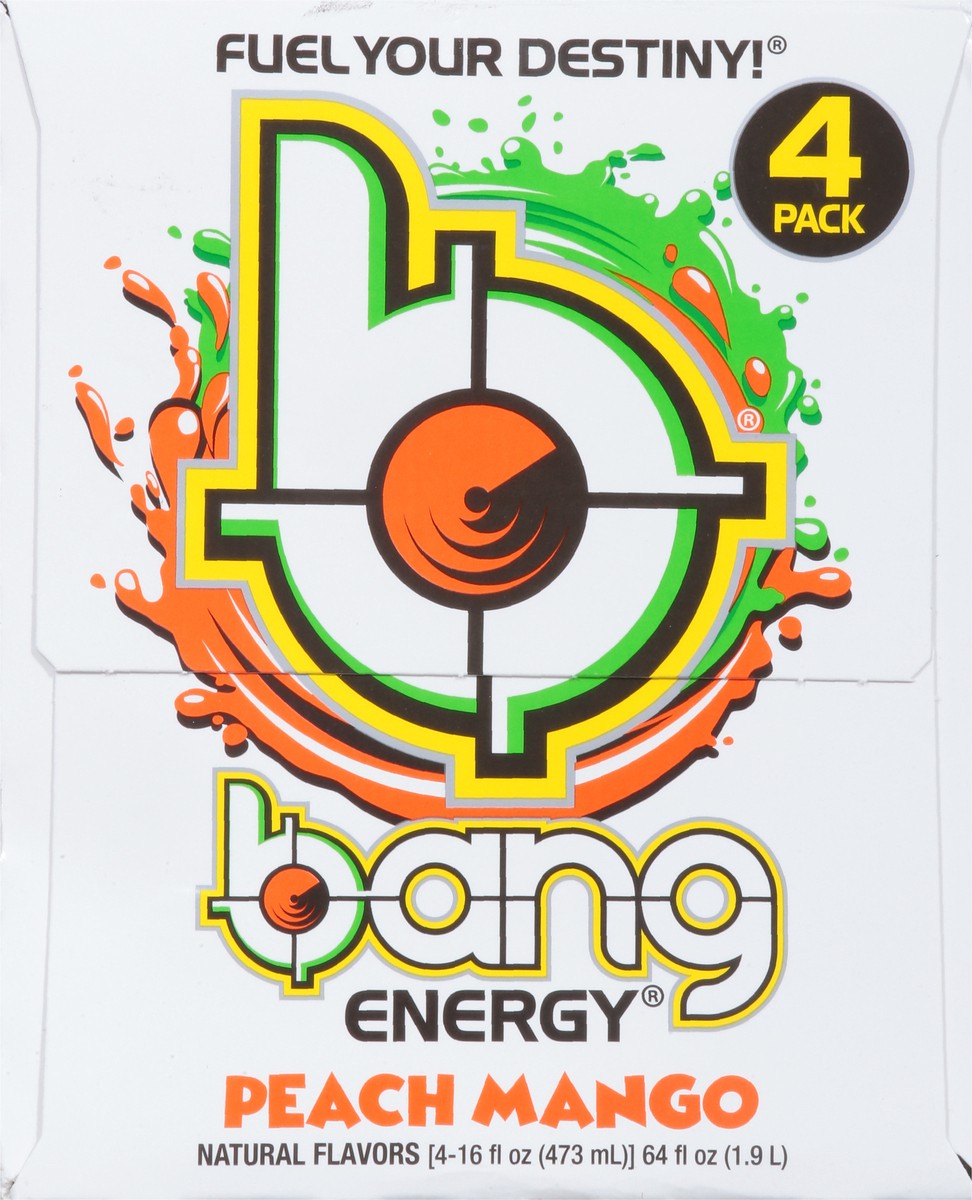 slide 5 of 9, Bang Peach Mango Energy Drink - 4 ct, 4 ct