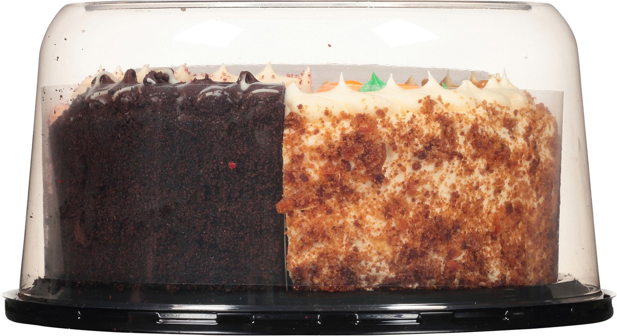 slide 6 of 12, Our Specialty Caramel, Red Velvet, Chocolate & Carrot Variety Cake 46 oz. Clamshell, 46 oz