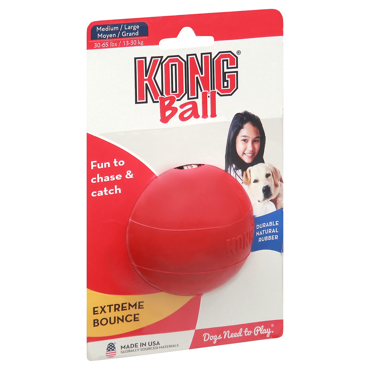 slide 2 of 9, KONG Medium/Large Bounce Extreme Ball Dog Toy 1 ea Card, 1 ct