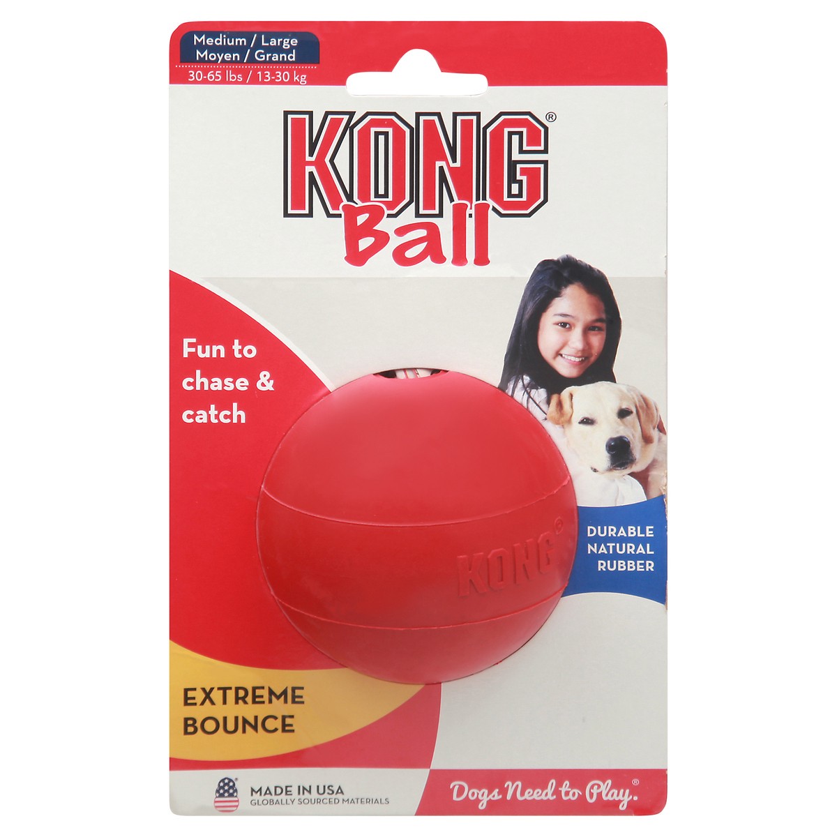 slide 1 of 9, KONG Medium/Large Bounce Extreme Ball Dog Toy 1 ea Card, 1 ct