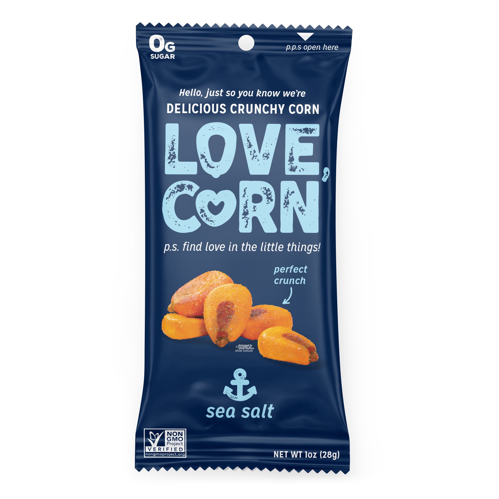 slide 1 of 14, LOVE CORN Sea Salt Crunchy Corn 1 oz, 1 oz