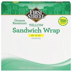 First Street Yellow 12X12 Sandwich Wrap