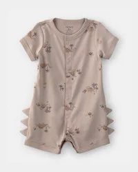 Carters Baby Boy Dinosaur Short-Sleeve Romper - Brown Brown 6M