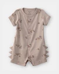Carters Baby Boy Dinosaur Short-Sleeve Romper - Brown Brown 6M