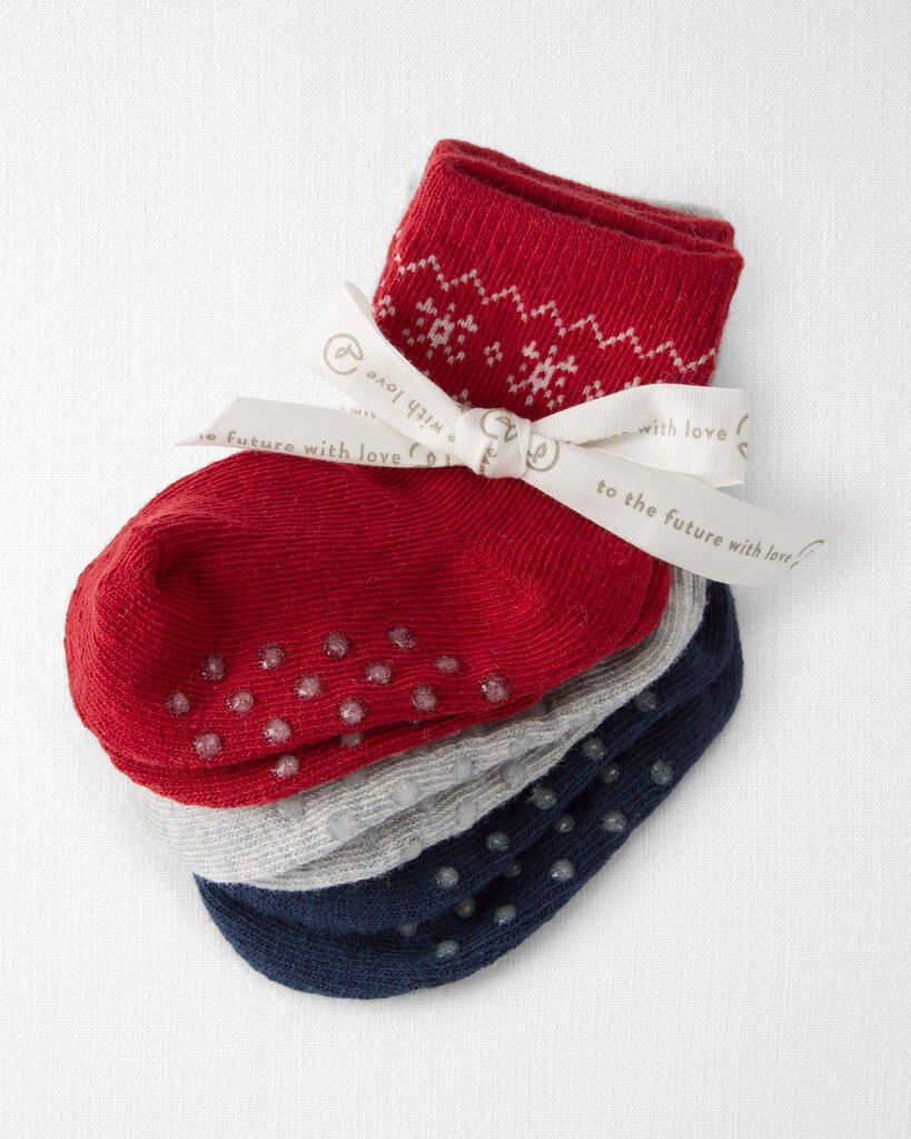 slide 2 of 2, Littleplanet Baby 3-Pack No-Slip Holiday Socks Made with Organic Cotton Multi 12-24, 1 ct