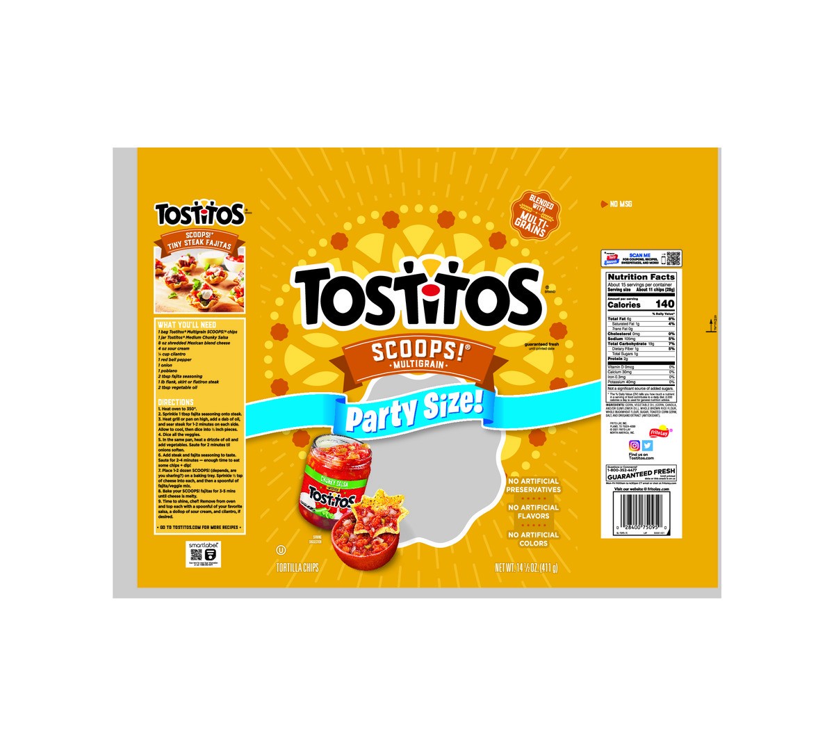 slide 2 of 7, Tostitos Scoops! Tortilla Chips Multigrain 14 1/2 Oz, 14.5 oz