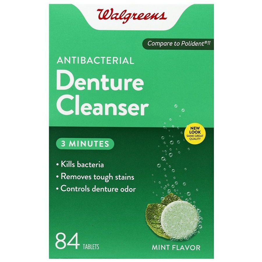 slide 1 of 1, Walgreens Mint Flavor Antibacterial Denture Cleanser Tablets, 84 ct